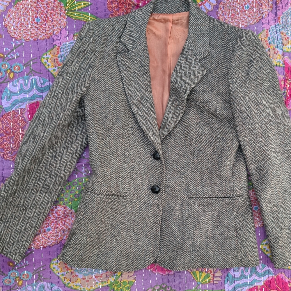 Vintage Wool Herringbone Blazer